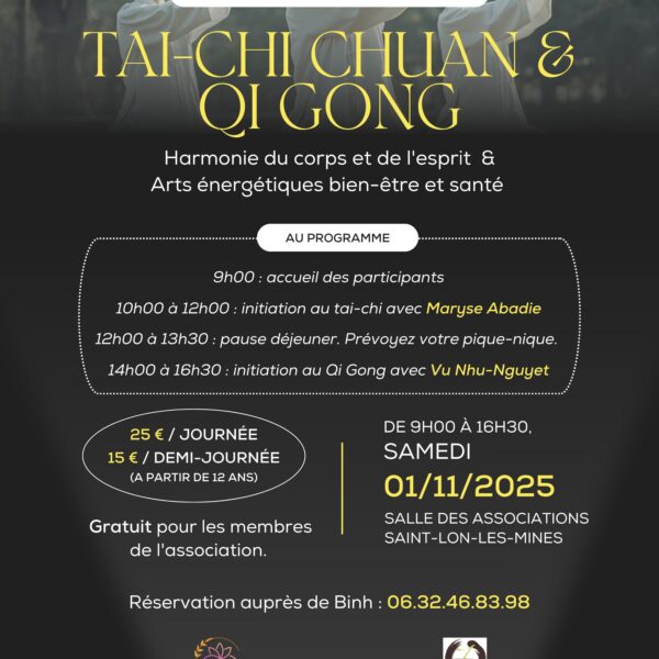 Flyer de Stage de Tai-chi chuan et Qi Gong - 01/11/2025 à Saint-Lon-les-Mines