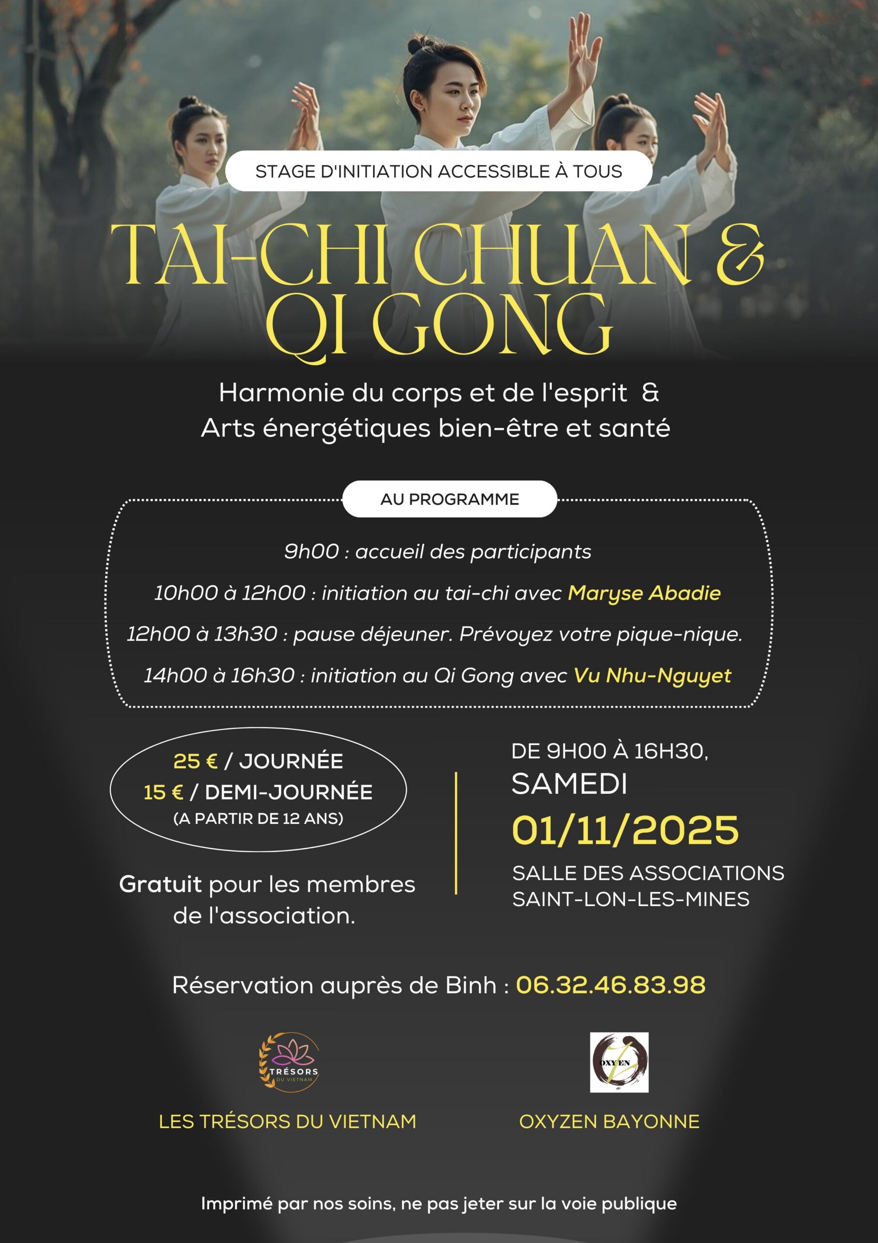 Flyer de Stage de Tai-chi chuan et Qi Gong - 01/11/2025 à Saint-Lon-les-Mines